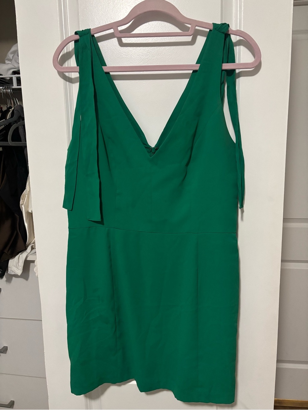 Amanda Uprichard Emerald Tie-Shoulder Mini Dress